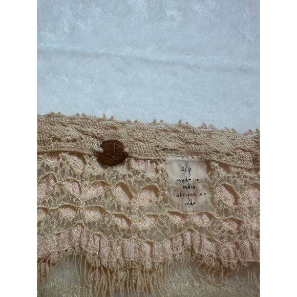 Free People Lace Baby Tee Size Small Cream Beige EUC - Picture 3 of 7